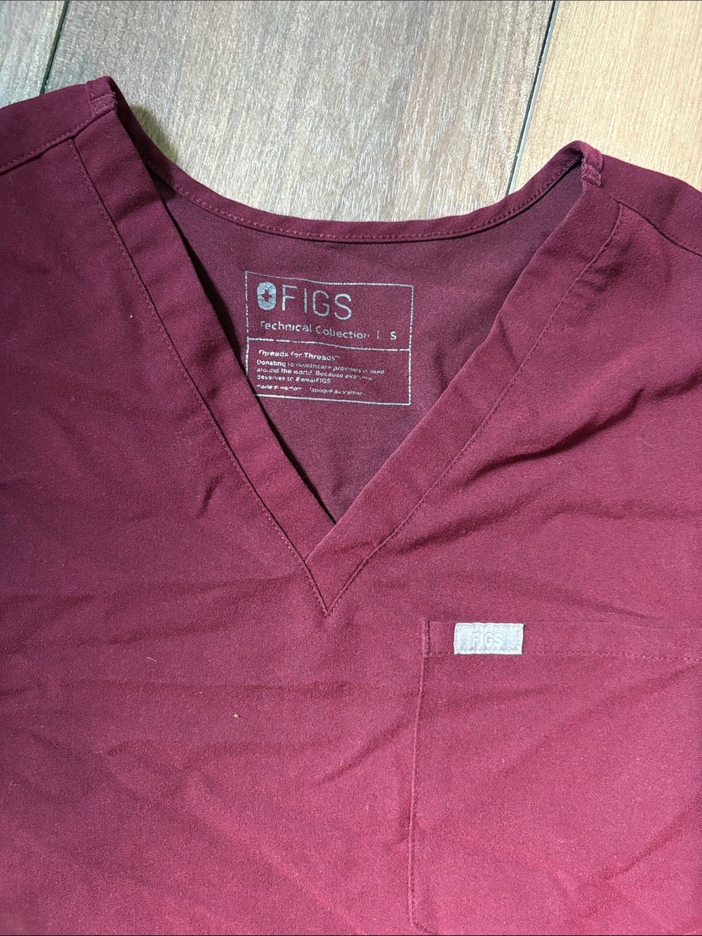 FIGS Technical collection V-Neck scrub top— Burgundy